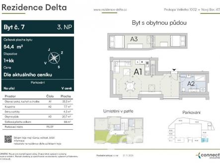 Prodej bytu, 2+kk, 45,3 m²