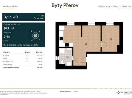 Prodej bytu, 2+kk, 40 m²