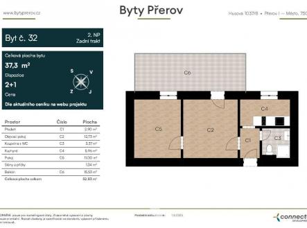 Prodej bytu, 2+1, 52,8 m²