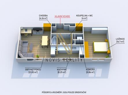 Pronájem bytu, 2+1, 60 m²
