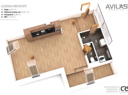 Pronájem bytu, 1+kk, 45 m²