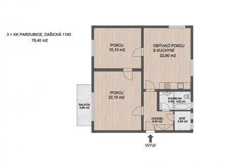 Pronájem bytu, 3+kk, 79 m²