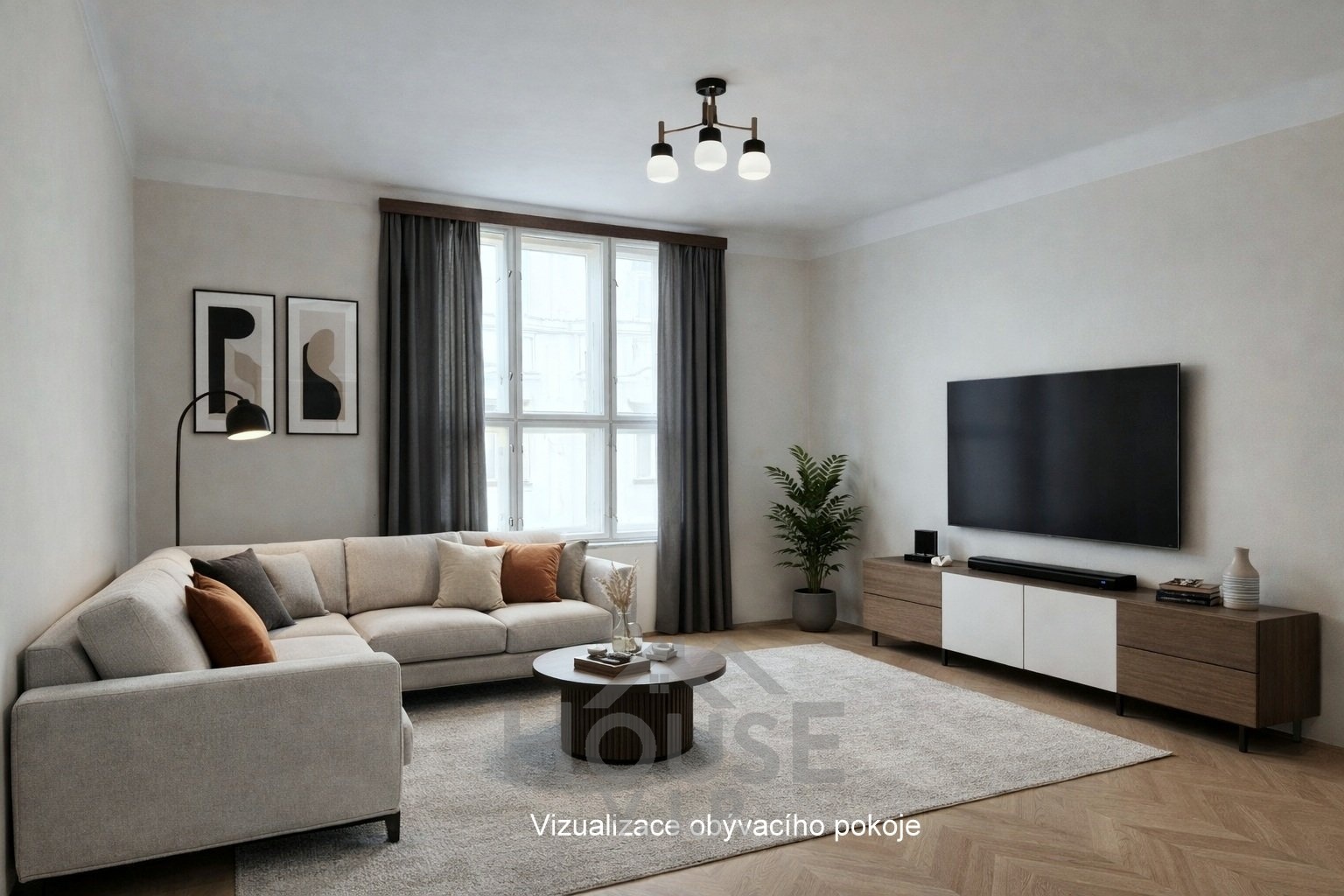 Vizualizace obývacího pokoje