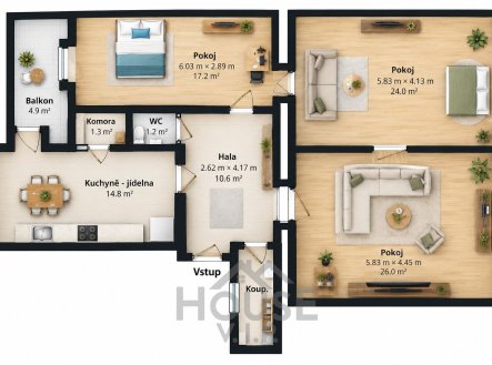 Prodej bytu, 3+1, 108 m²