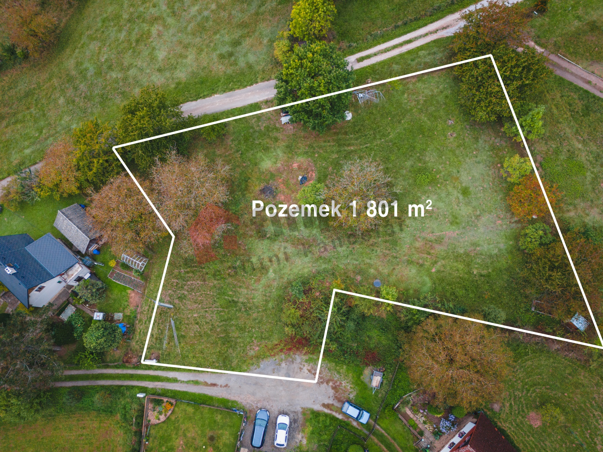 Prodej stavebního pozemku 1801 m2 v obci Radim, Tužín, okr. Jičín