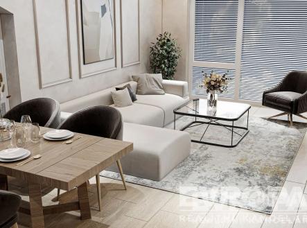 obývák-jídelna s dřevěná podlaha