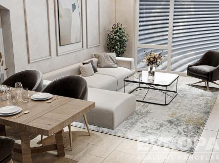 obývák-jídelna s dřevěná podlaha