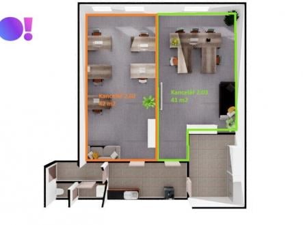 Pronájem - kanceláře, 42 m²