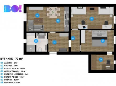 Prodej bytu, 4+kk, 70 m²