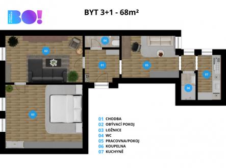 Prodej bytu, 3+1, 68 m²