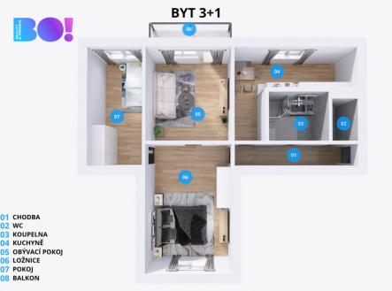 Prodej bytu, 3+1, 68 m²
