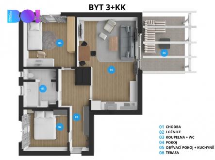 Prodej bytu, 3+kk, 51 m²