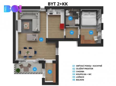 Prodej bytu, 2+kk, 51 m²