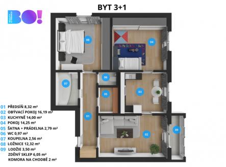 Prodej bytu, 3+1, 82 m²