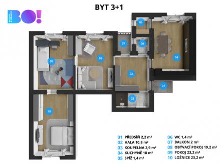 Prodej bytu, 3+1, 128 m²