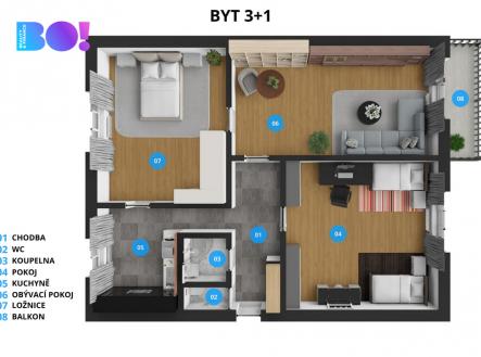 Pronájem bytu, 3+1, 70 m²