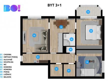 Prodej bytu, 3+1, 73 m²