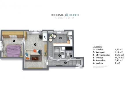 Prodej bytu, 2+1, 62 m²