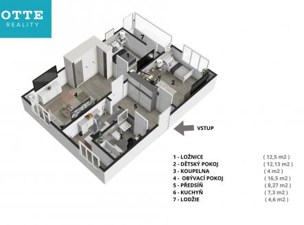 Prodej bytu, 3+1, 61 m²