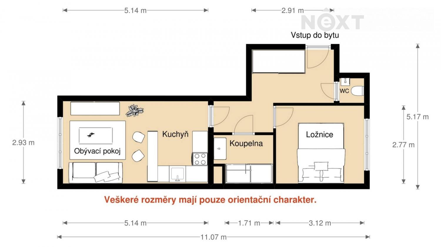 Pronájem byt 2+kk, 40㎡|Hlavní město Praha, Praha, Praha 10, Vinohrady, Rybalkova 726/3, 10100