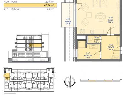 Prodej bytu, 1+kk, 45 m²