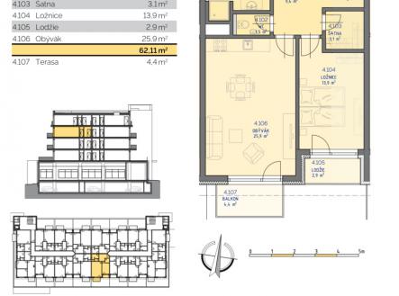 Prodej bytu, 2+kk, 62 m²