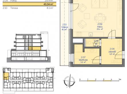 Prodej bytu, 1+kk, 45 m²