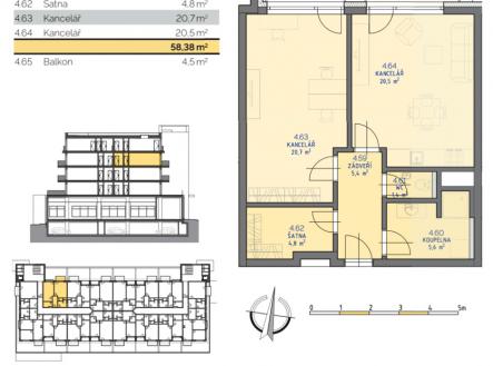 Prodej bytu, 2+kk, 61 m²