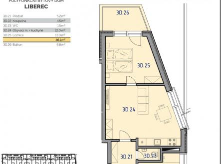 Prodej bytu, 2+kk, 50 m²