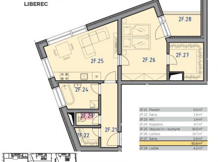 Prodej bytu, 2+kk, 55 m²