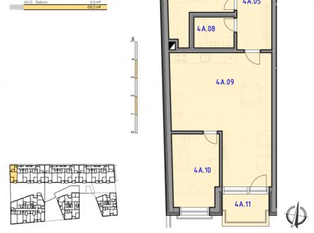 Prodej bytu, 3+kk, 73 m²