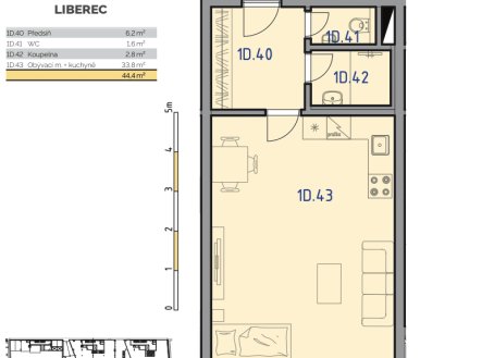 Prodej bytu, 1+kk, 47 m²