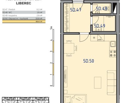 Prodej bytu, 1+kk, 46 m²