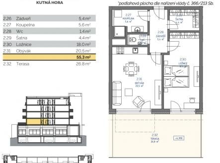 Prodej bytu, 2+kk, 59 m²