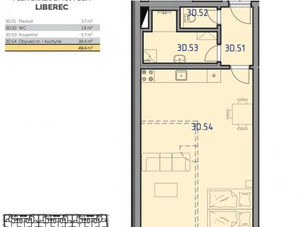 Prodej bytu, 1+kk, 52 m²