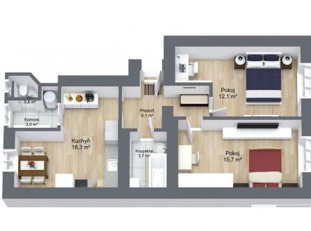 Prodej bytu, 3+kk, 67 m²