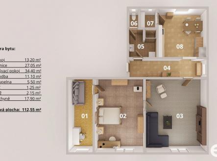 Prodej bytu, 3+1, 109 m²