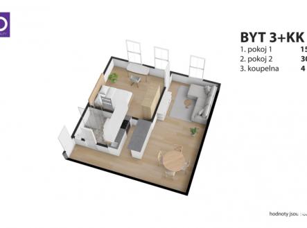 Prodej bytu, 2+kk, 48 m²