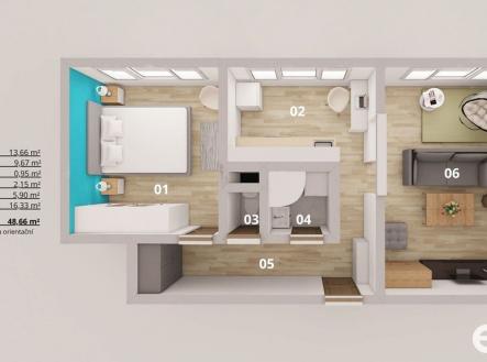 Prodej bytu, 2+1, 49 m²