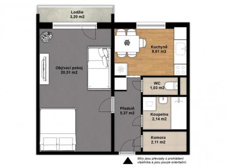 Prodej bytu, 1+1, 44 m²