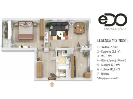 Pronájem bytu, 2+1, 53 m²