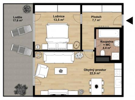 Pronájem bytu, 2+kk, 66 m²