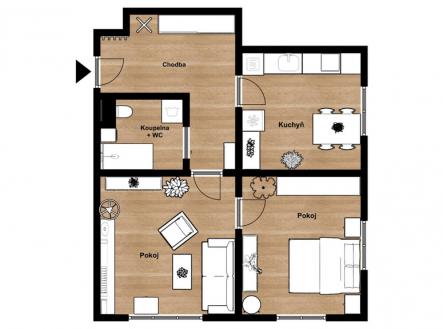 Pronájem bytu, 2+1, 59 m²