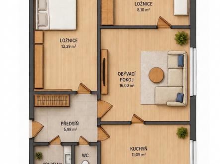 Prodej bytu, 3+1, 59 m²