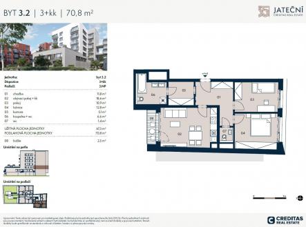 Prodej bytu, 3+kk, 71 m²