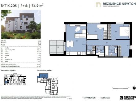 Prodej bytu, 3+kk, 75 m²