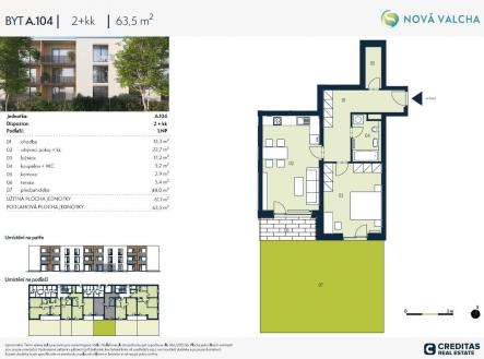Prodej bytu, 2+kk, 64 m²