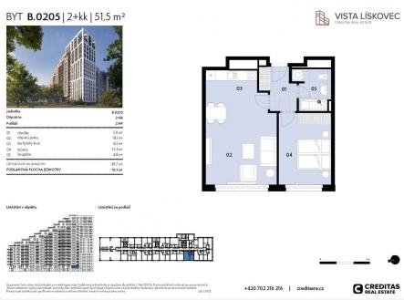 Prodej bytu, 2+kk, 52 m²