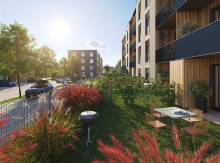 Prodej bytu 2+kk 64 m² s terasou a předzahrádkou