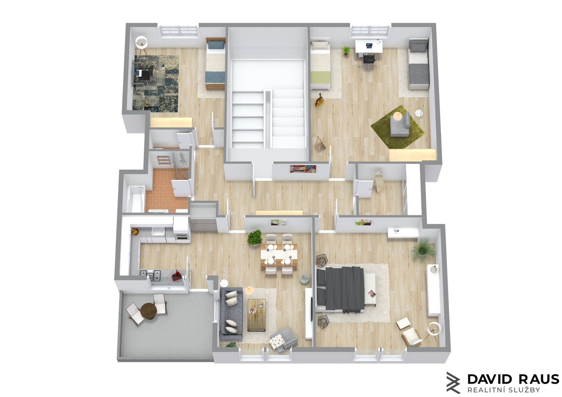 Floorplan letterhead - Byt_Výstavní - 1. Floor - 3D Floor Plan